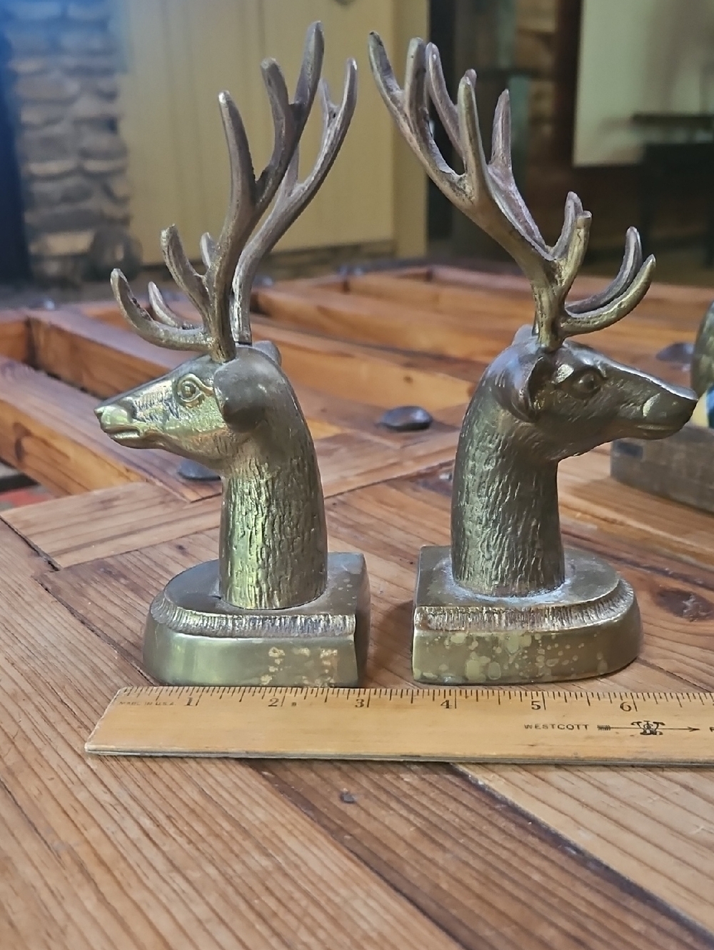 Vintage Brass Deer Bookends